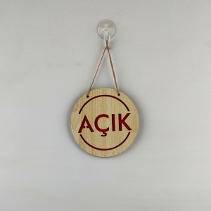 Yuvarlak Ahşap Açık Kapalı Levhası