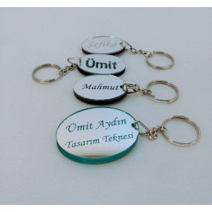 İsminize Özel Ayna Pleksi Anahtarlık