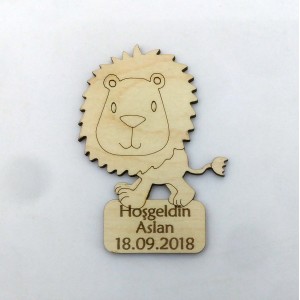 Aslan Silüetli Ahşap Magnet