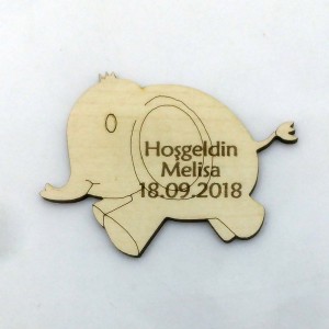 Fil Silüetli Ahşap Magnet
