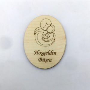 Anne Bebek Silüetli Ahşap Magnet 2