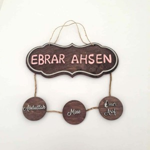 İthal Ahşap Bebek - Çocuk Kapı Süsü Model 1
