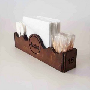 Ahşap Kafe Peçetelik - Şekerlik Model 4