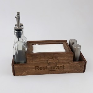 Ahşap Dispenser Peçeteli Kafe-Mutfak Menaj Takımı Model 3