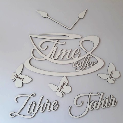 Ahşap İsimli Coffee Time Mutfak Dekoru Model 2