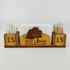 Ahşap Kafe Peçetelik - Şekerlik Model 6