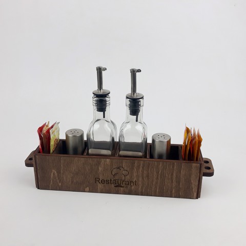 Ahşap Sosluk Kafe-Restoran Masa Düzenleyici Model 4