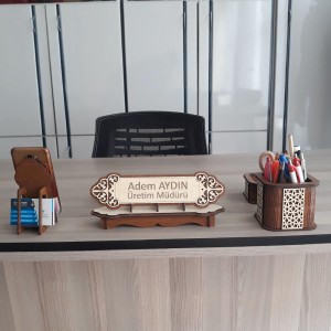 Ahşap İsimlik ve Masaüstü Düzenleyici Set Model 7