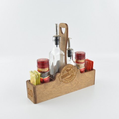 Kafe Restoran Ahşap Sosluk Şekerlik Menaj Takımı Model 10595