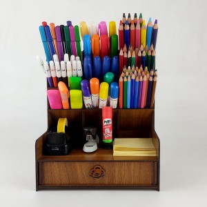 MDF Ahşap Masaüstü Düzenleyici Kalemlik Seti Organizer Model 2