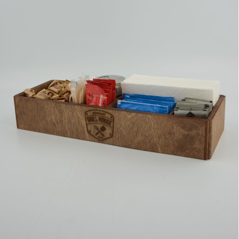 Kafe Restoran Ahşap Peçetelik Şekerlik Sosluk Menaj Takımı Model 10760