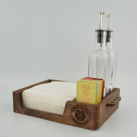 Kafe Restoran Ahşap Peçetelik Şekerlik Sosluk Menaj Takımı Model 10762