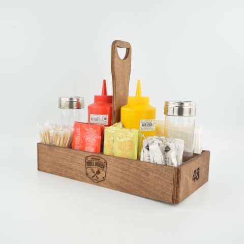 Kafe Restoran Ahşap Sosluk Şekerlik Menaj Takımı Model 10768