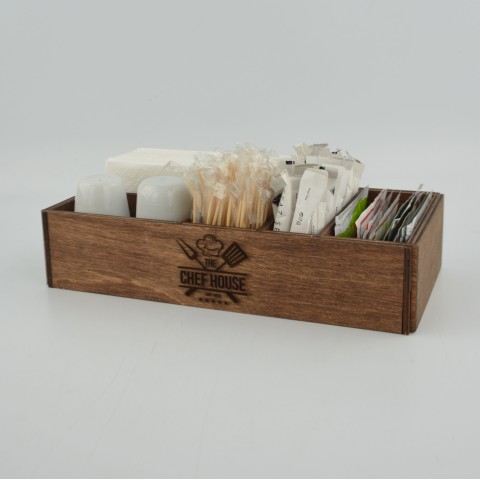 Kafe Restoran Ahşap Peçetelik Şekerlik Sosluk Menaj Takımı Model 10788