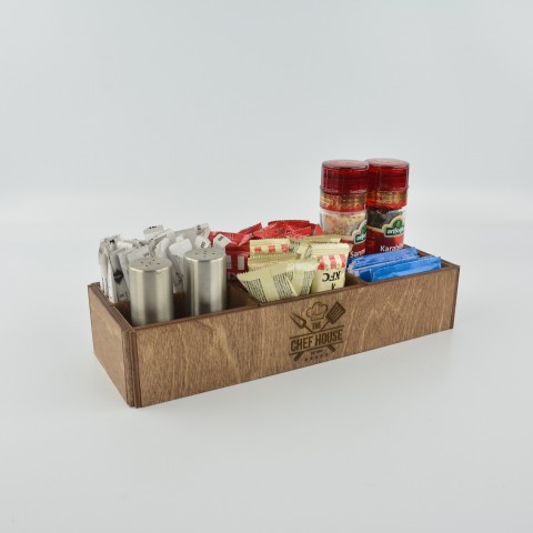 Kafe Restoran Ahşap Peçetelik Şekerlik Sosluk Menaj Takımı Model 10790