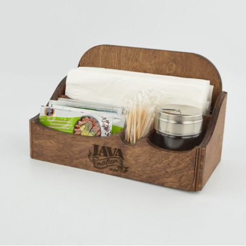 Kafe Restoran Ahşap Peçetelik Şekerlik Sosluk Menaj Takımı Model 10816