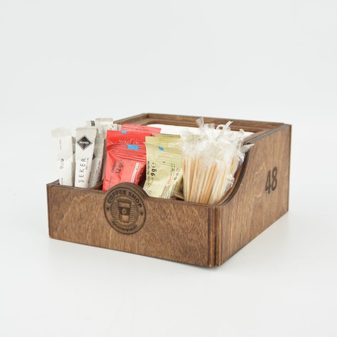 Kafe Restoran Ahşap Dispenser Peçetelik Şekerlik Sosluk Menaj Takımı Model 10826