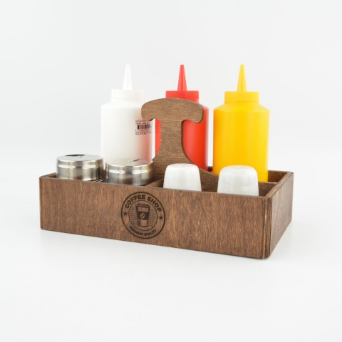 Kafe Restoran Ahşap Sosluk Şekerlik Menaj Takımı Model 10831